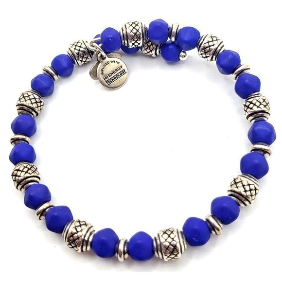 Alex & Ani Vintage Sixty Six Ble and Silver Beaded Wrap Bracelet Adjustable 9in - Picture 2 of 3